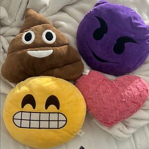 Emoji Plush Pillow Set - Brown, Yellow, Purple, Pink